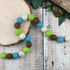 Lime Green Brown Sage and Almond Felt Ball Garland