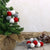 Mini Felt Ball Wreath Decoration - Red Grey and White