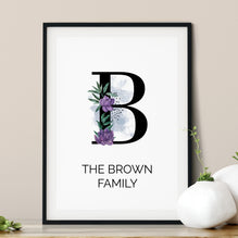 Family Name Botanical Initial Print