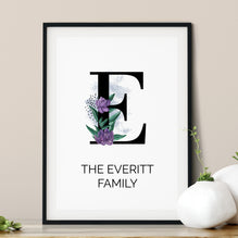 Family Name Botanical Initial Print