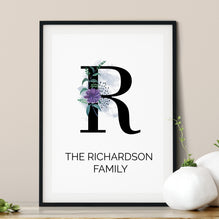 Family Name Botanical Initial Print